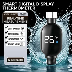 Smart LED Digital Shower Thermometer Water Temperature Monitor For Baby Elderly Bathroom Shower Head Faucet Celsius Display Black