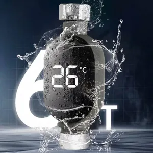 Macro detail view of the waterproof LED digital shower water temperature display unit