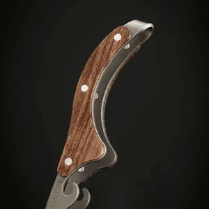 Nahaufnahme Detail der Titan Teezange mit Holzgriff, verbrühungssicher für Teezubehör.