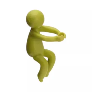 Green plastic climbing man plant support holder, cute desktop decoration anti-fall tool.