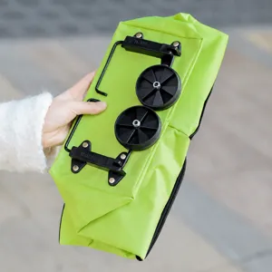 Foldable Rolling Shopping Bag Large Capacity Oxford Cloth Eco-Friendly Grocery Bag With Wheels Handheld Storage Bag