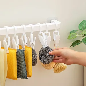 Support de suspension de cuisine en plastique avec clips pour rangement, mural polyvalent.