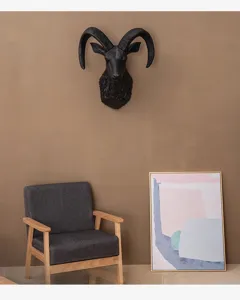 Moderne schwarze Widderkopf Wandbehang Skulptur fur Wohnzimmer Schlafzimmer Deko nordisch Stil