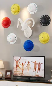 Nordic style creative white ram head wall hanging home decor living room bar ornament sculpture.