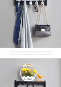 Estante de pared nórdico con ganchos, organizador decorativo minimalista moderno para habitación.