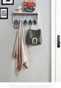 Estante de pared nórdico con ganchos organizador colgante para entrada dormitorio.
