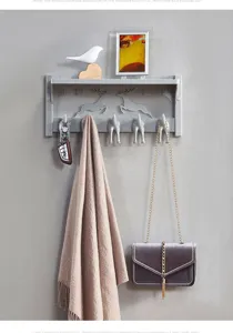 Estante de pared nórdico con ganchos de ciervo, repisa decorativa para sala de estar y dormitorio.