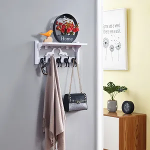 Estante de Almacenamiento Montado en la Pared Nórdico Ganchos Decorativos de Ciervo Sin Perforación Soporte de Llaves Baño