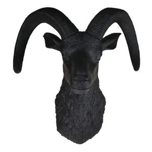 Black ram head wall hanging sculpture Nordic style animal decor for living room bar wall.