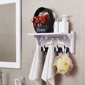 Estante de almacenamiento de pared nórdico con ganchos baño cocina organizador