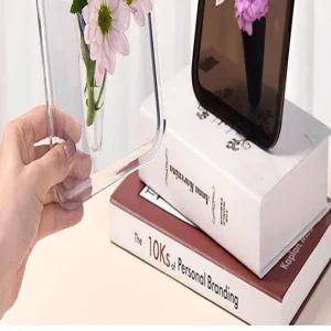 Transparente Acryl Buch Vase fuer Heimtextilien, moderne klare Blumenbehaelter Dekoration.