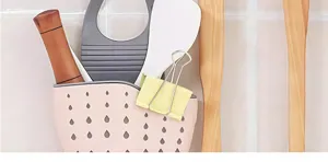Kitchen sink drain basket hanging sponge storage bag rack faucet organizer detail view