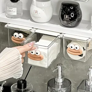Transparent Plastic Drawer Storage Box Bathroom Mirror Cabinet Organizer For Cotton Swabs And Small Items