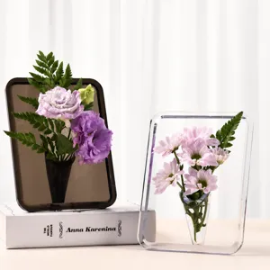 Klares Acryl Fotorahmen Vase modernes transparentes Blumenarrangement Gefäß für Heimdekoration.