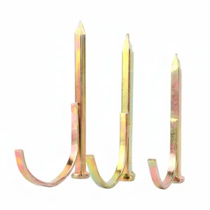 Heavy duty U-shaped pipe hook nails, galvanized steel fasteners for secure cable and water tube fix.