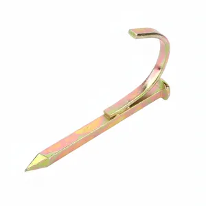 Heavy duty metal pipe hook nail U shaped fastener for secure plumbing and cable installation.
