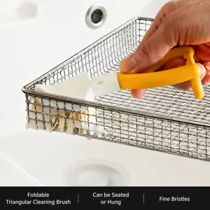 Cepillo limpieza triangular plegable para juntas de fregadero, herramienta multiuso para casa.