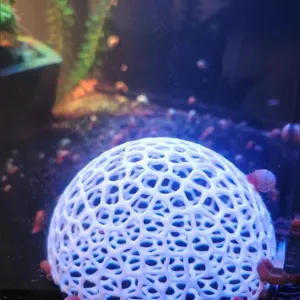Close-up detail of the white hollow aquarium hideout cave for fish and shrimp breeding.