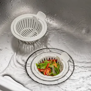 Kitchen Sink Strainer Basket Plastic Food Catcher Anti-Clogging Waste Drainer With Handle For Home Kitchen Gadgets