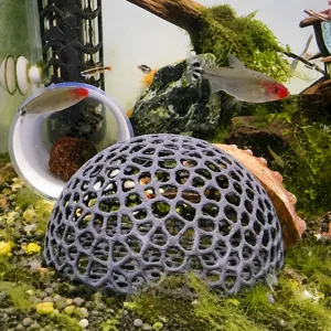 Fish shrimp hiding cave resin mesh decoration for aquarium fish tank landscaping.