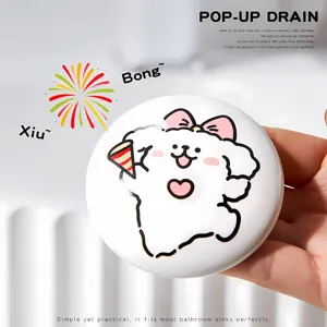 Süßer Cartoon Hund Keramik Pop-up Abflussstopfen für Badezimmer Waschbecken Ablauf.