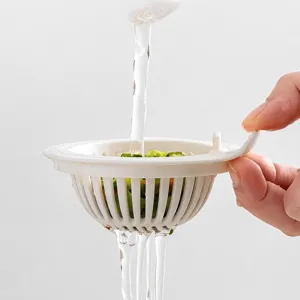 Kitchen sink filter basket white plastic food waste strainer mesh drain colander tool