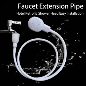 Flexible white plastic handheld shower head extension hose for faucet pet hair washing