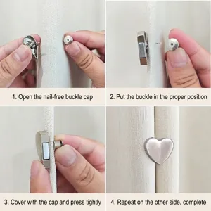 Guide d'installation des boutons magnétiques en forme de cœur pour rideaux occultants