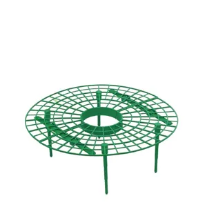 Green plastic strawberry support frame for garden plants, anti-lodging fruit holder tool.