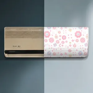 Wall-mounted air conditioner dust cover, floral print all-inclusive washable protector.