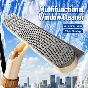 Multi-functional window cleaner with spray and squeegee for efficient household glass cleaning.