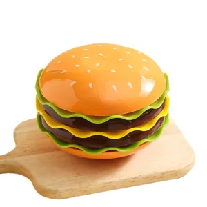 Creatieve hamburger gevormde servies set leuke stapelbare botten schaal kom servies