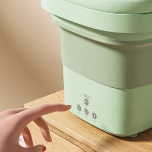 Foldable mini washing machine portable laundry for underwear socks dorm use green compact