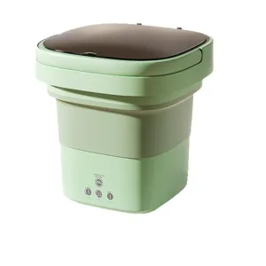 Portable folding mini washing machine for underwear and baby clothes, compact desktop design.