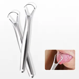 Grattoir Lingual Manuel en Acier Inoxydable Outil de Nettoyage d'Hygiène Buccale pour Haleine Fraîche