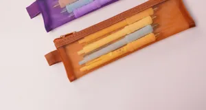 Minimalist mini transparent mesh pencil case stationery storage bag for students portable