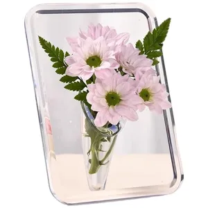 Transparente Acryl Bilderrahmen Vase mit rosa Blumen moderne Tisch Blumenarrangement Dekoration.