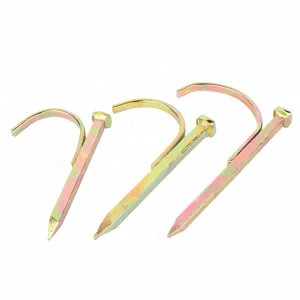 Galvanized U-shaped pipe hook nails, durable metal cable clips for secure PVC and PPR water pipe fixing.