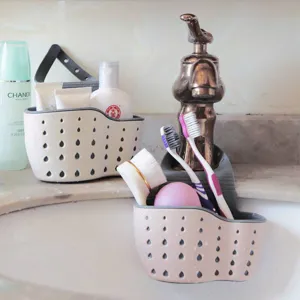 Sink Drain Basket Faucet Sponge Holder Kitchen Storage Organizer Hanging Basket Pink