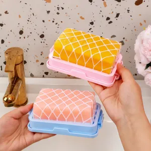 Multifunctional Plastic Soap Box With High-Elastic Mesh Draining Soap Holder Anti-Slip Soap Case For Bathroom Laundry Home