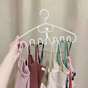 Multi-functional wave clothes hanger white plastic multi-hook closet storage organizer for dorm