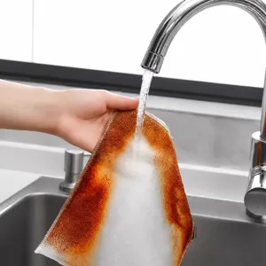 Thickened bamboo fiber dishwashing rag kitchen cleaning cloth absorbent main product view