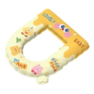 Simpatico copriwater imbottito per bambini, design impermeabile ispessito, giallo.
