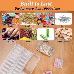 Scatola portaoggetti in plastica trasparente organizer multi-griglia per perline e piccoli