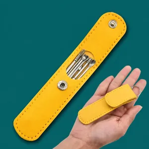 Roestvrij Staal Oorlepel Set Draagbare PU Lederen Etui Oorreiniging Gereedschap Set Professionele Oorverzorging Tool