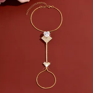 Gouden kristal hart vinger armband slave ketting mode sieraden voor dames dagelijkse kleding