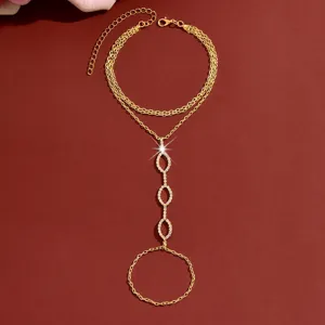 Elegante meerlaagse strass geometrische handketting armband voor vrouwen dagelijks feest.
