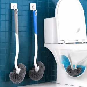 Household Plastic Toilet Brush Wall Mounted Long Handle Curved Cleaning Brush Bathroom Dead Corner Cleaner