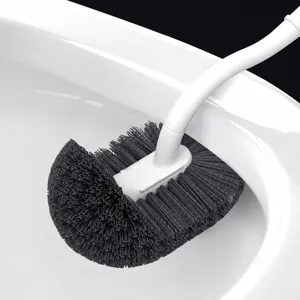 Essential long-handle toilet brush with flexible head for deep cleaning bathroom corners and grooves.