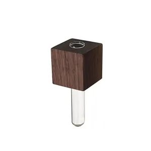 Wooden cube test tube vase fridge magnet creative hydroponic plant flower holder decor.